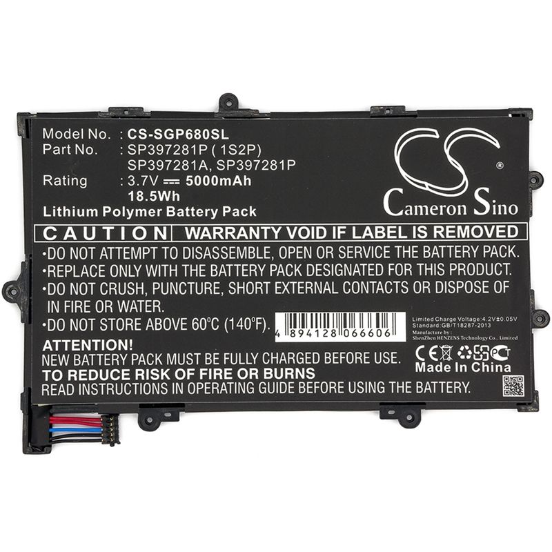 Li-polymer Battery Fits Samsung, Galaxy Tab 7.7, Gt-p6810, P6800 3.7v, 5000mah Tablet Cameron Sino Technology Limited