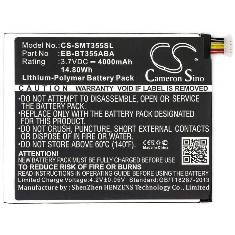 Li-polymer Battery Fits Samsung, Galaxy Tab A 8.0 Lte, Galaxy Tab A 8.0 Sm-t355 3.7v, 4000mah Tablet Cameron Sino Technology Limited