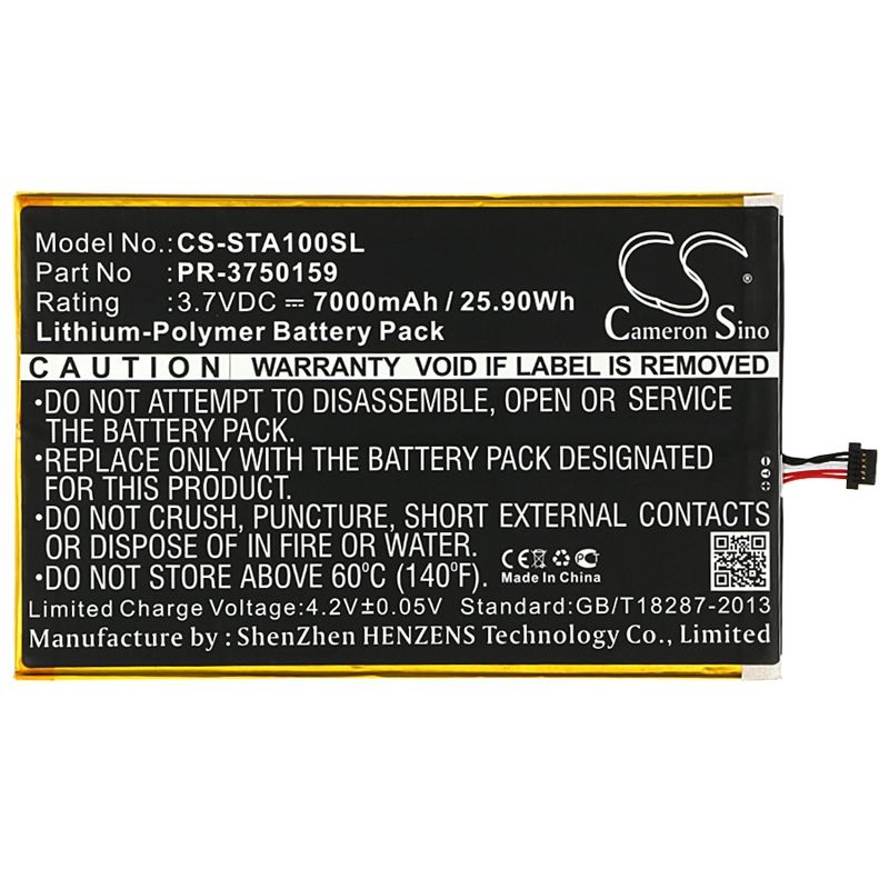 Li-polymer Battery Fits Insignia, Flex 10.1 Ns-15at10 3.7v, 7000mah Tablet Cameron Sino Technology Limited