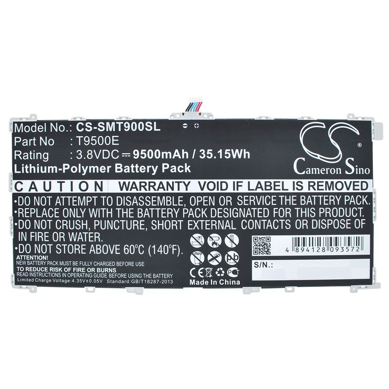 Li-polymer Battery Fits Samsung, Galaxy Tabpro 12.2, Sm-t900 3.8v, 9500mah Tablet Cameron Sino Technology Limited