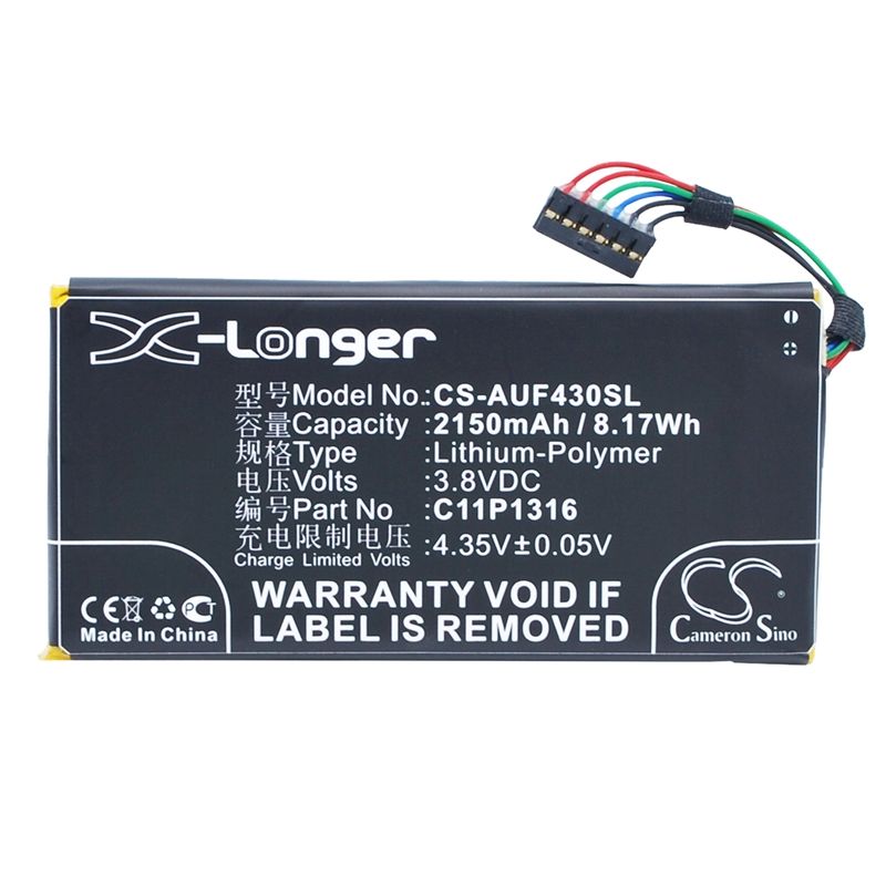 Li-Polymer Battery fits Asus, A11, Padfone Mini 4.3, Padfone Mini 4.3 Station 3.8V, 2150mAh Tablet Cameron Sino Technology Limited