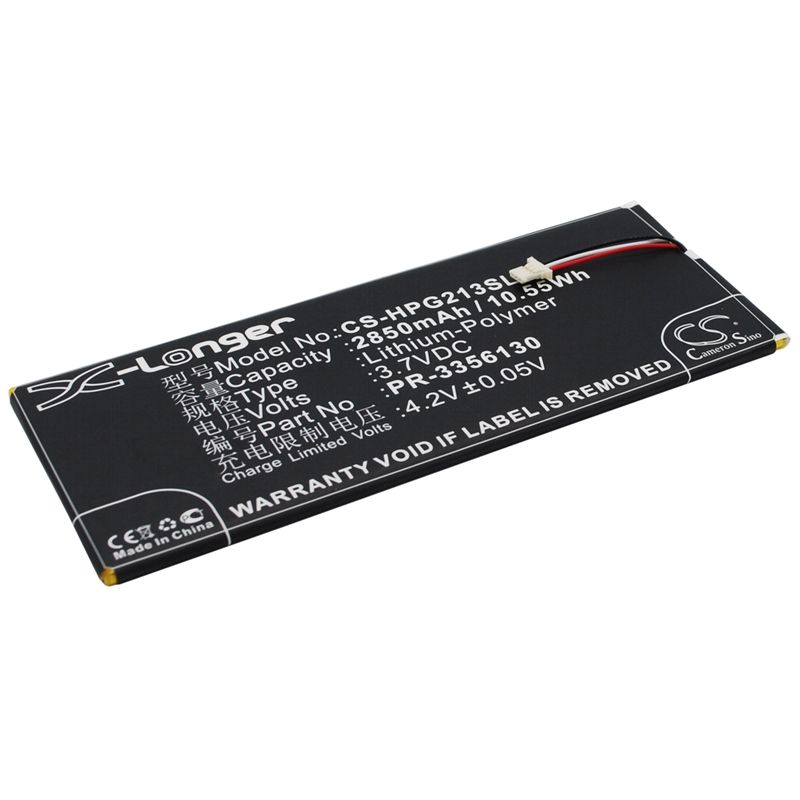 Li-Polymer Battery fits Hp, Slate 7 G2 1311, Slate 7 G2 1315 3.7V, 2850mAh Tablet Cameron Sino Technology Limited