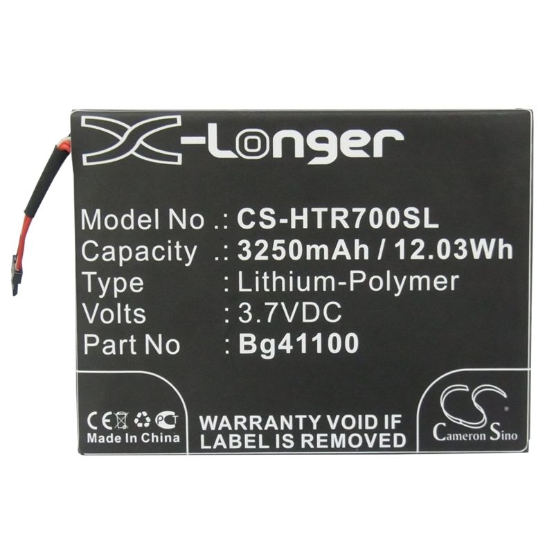 Li-Polymer Battery fits Htc, R7 3.7V, 3250mAh Tablet Cameron Sino Technology Limited