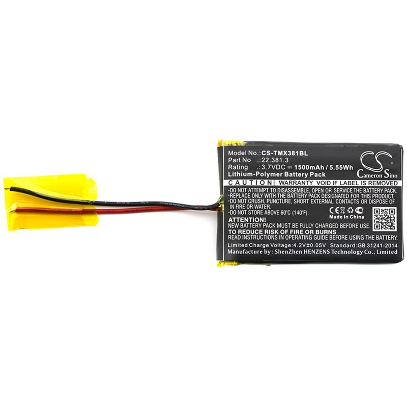 Li-Polymer Battery fits Teleradio, Tg-tx-mnl, Teleradio 3.7V, 1500mAh Crane Remote Control Cameron Sino Technology Limited