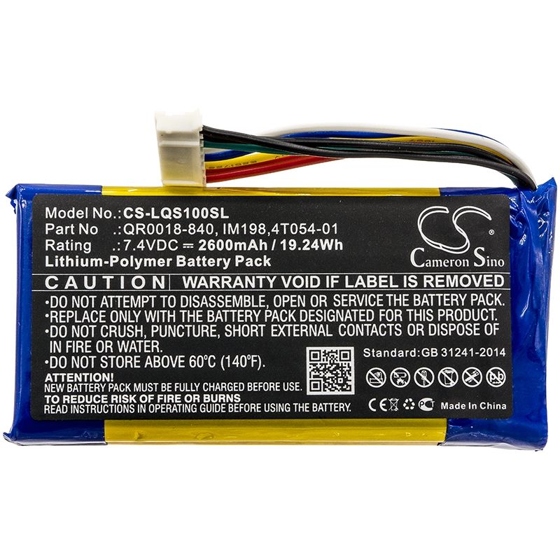 Li-polymer Battery Fits Qolsys, Iq Panel, Qolsys 7.4v, 2600mah Alarm System Cameron Sino Technology Limited