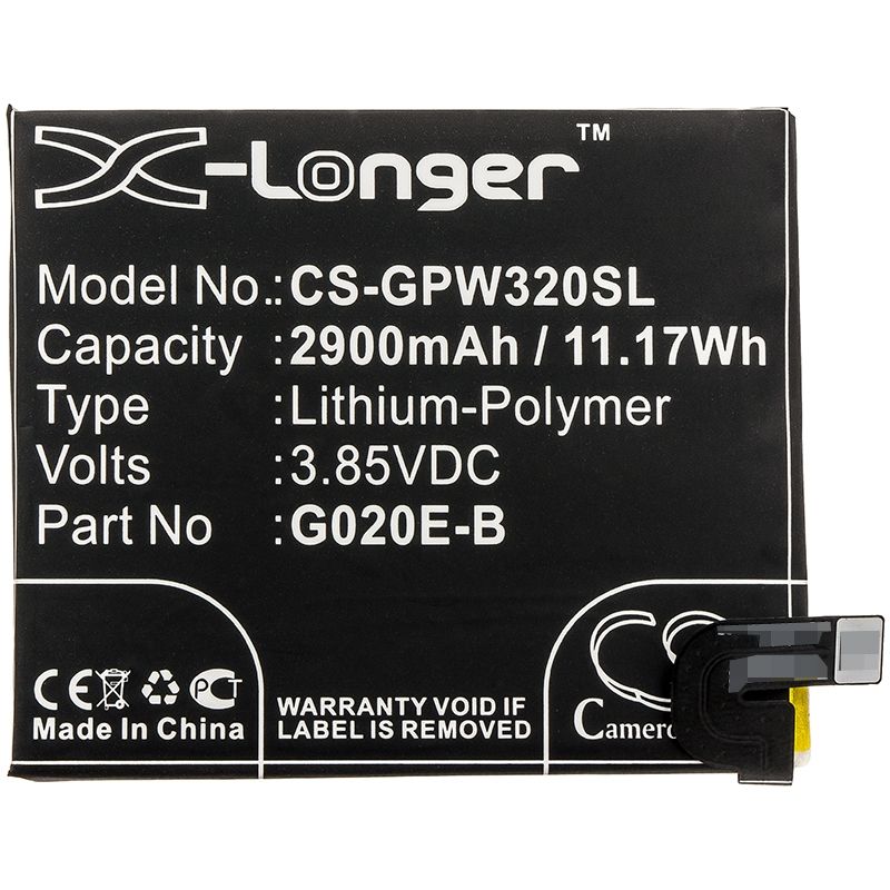 Li-Polymer Battery fits Google, g020e, g020f, g020g 3.85V, 2900mAh Mobile & SmartPhone Cameron Sino Technology Limited