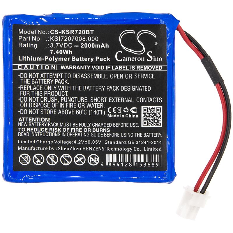 Li-Polymer Battery fits Ksenia, Duo Wireless Repeater, Radius Indoor Siren 3.7V, 2000mAh Alarm System Cameron Sino Technology Limited
