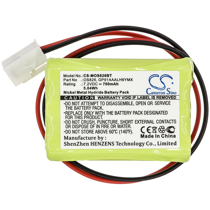 Ni-MH Battery fits Infinite, Prime Wes Siren, Marmitek 7.2V, 700mAh Alarm System Cameron Sino Technology Limited