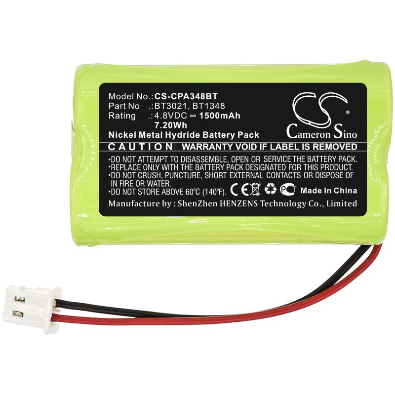Ni-MH Battery fits Commpact, Secuself Control Panel 4.8V, 1500mAh Alarm System Cameron Sino Technology Limited