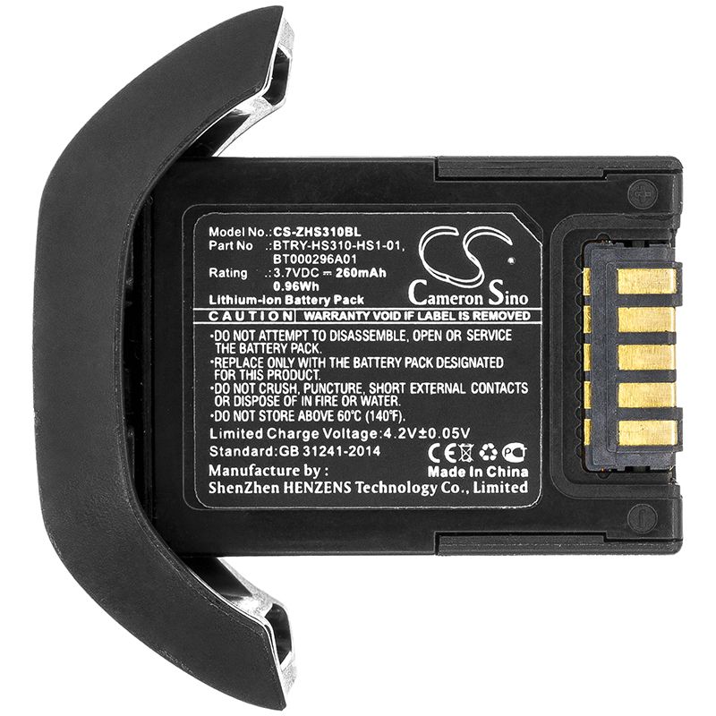 Li-ion Battery fits Zebra, Hs3100 3.7V, 260mAh Barcode Scanner Cameron Sino Technology Limited