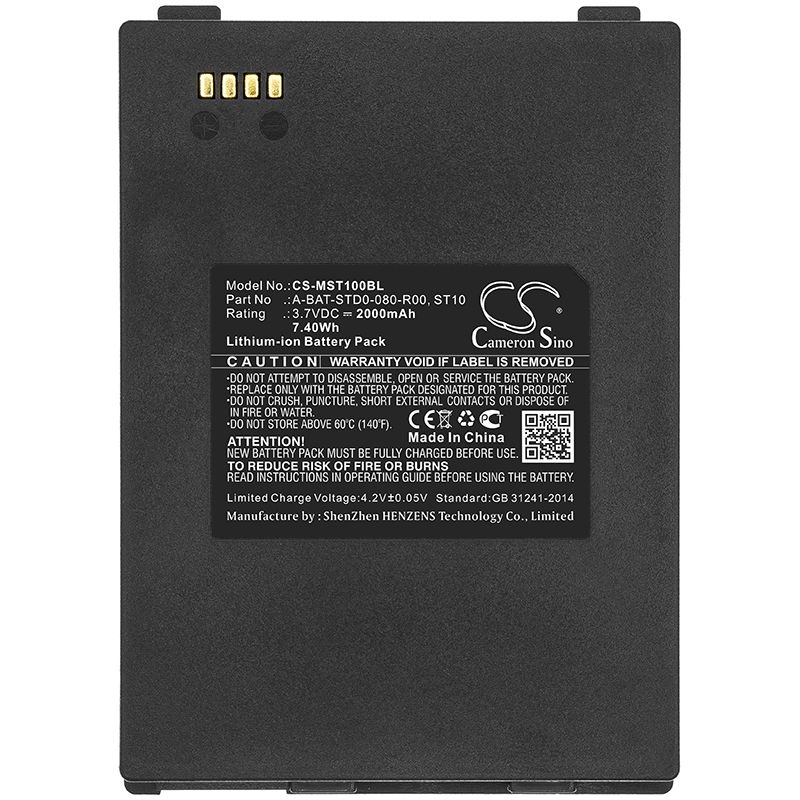 Li-ion Battery fits M3 Mobile, Smart, St10 3.7V, 2000mAh Barcode Scanner Cameron Sino Technology Limited