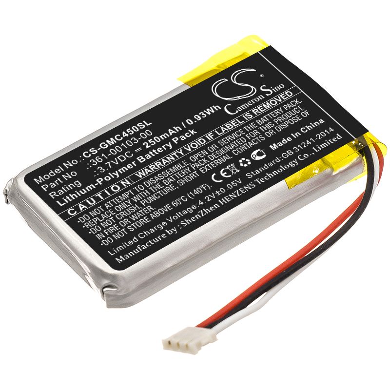Li-Polymer Battery fits Garmin, Dash Cam 45, Dashcam 45 3.7V, 250mAh Dashcam Cameron Sino Technology Limited