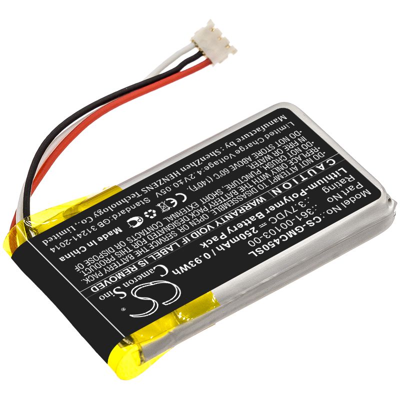 Li-Polymer Battery fits Garmin, Dash Cam 45, Dashcam 45 3.7V, 250mAh Dashcam Cameron Sino Technology Limited