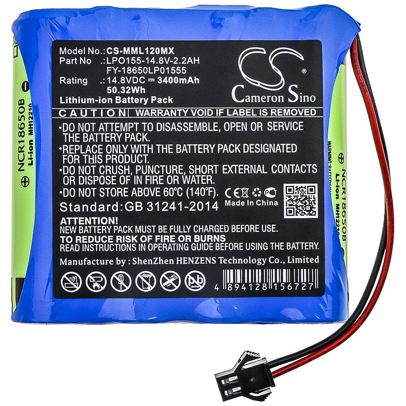 Li-ion Battery fits Million, Ml1200, Ml1500 14.8V, 3400mAh Medical Cameron Sino Technology Limited