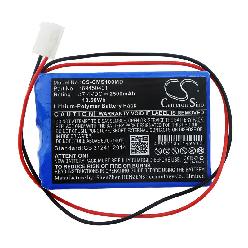 Li-Polymer Battery fits Contec, Ecg-100g 7.4V, 2500mAh Medical Cameron Sino Technology Limited
