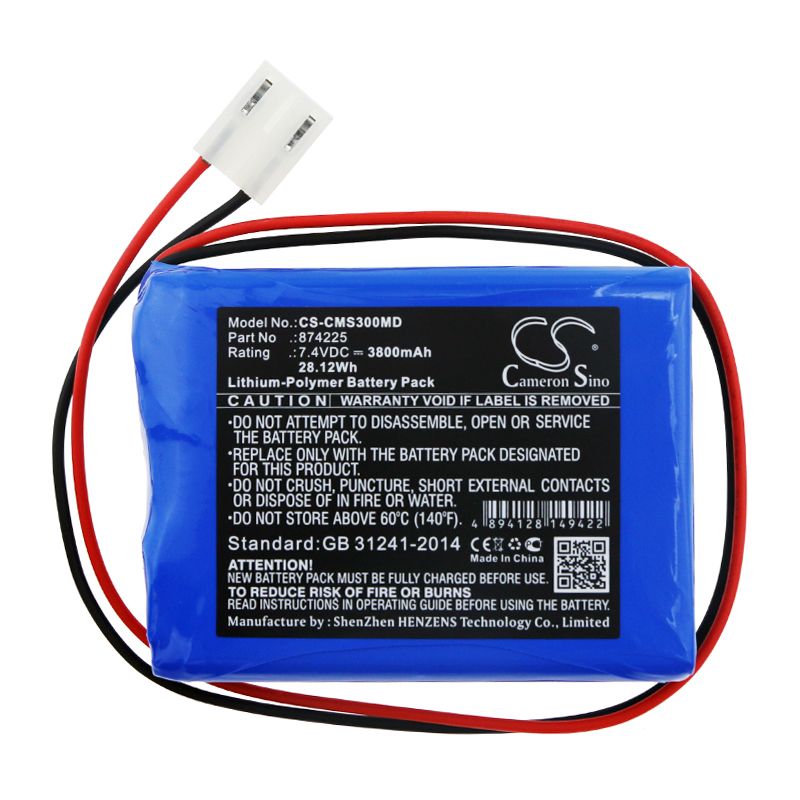 Li-Polymer Battery fits Contec, Ecg-300g, Ecg300gt 7.4V, 3800mAh Medical Cameron Sino Technology Limited