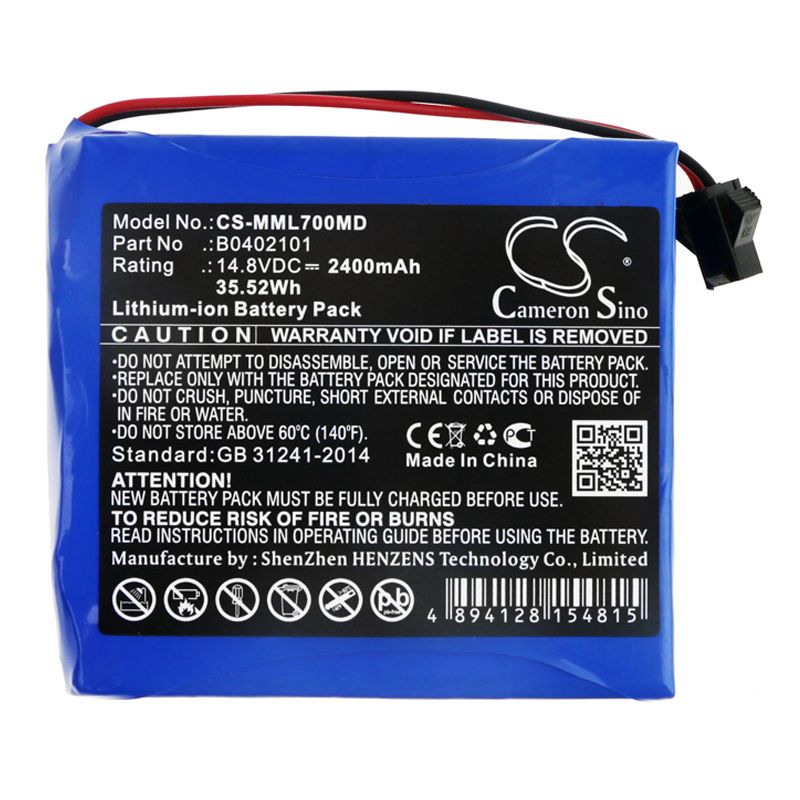 Li-ion Battery fits Million, Ml1100, Ml700 14.8V, 2400mAh Medical Cameron Sino Technology Limited
