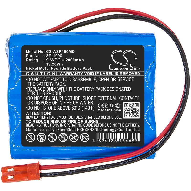 Ni-MH Battery fits Annol, Sp-1000 9.6V, 2000mAh Medical Cameron Sino Technology Limited