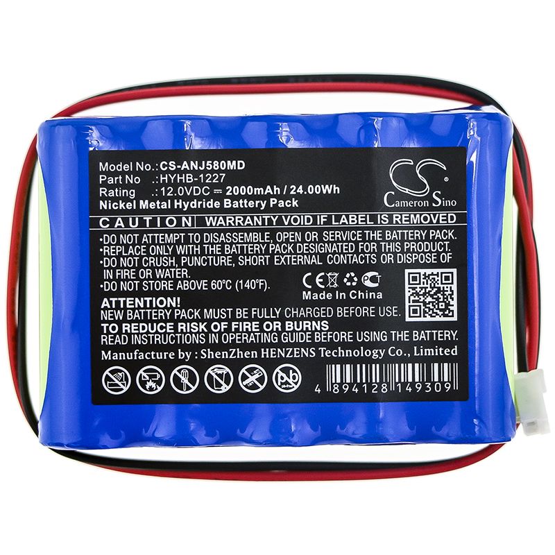 Ni-MH Battery fits Angel, Aj5800, Aj5803 12.0V, 2000mAh Medical Cameron Sino Technology Limited