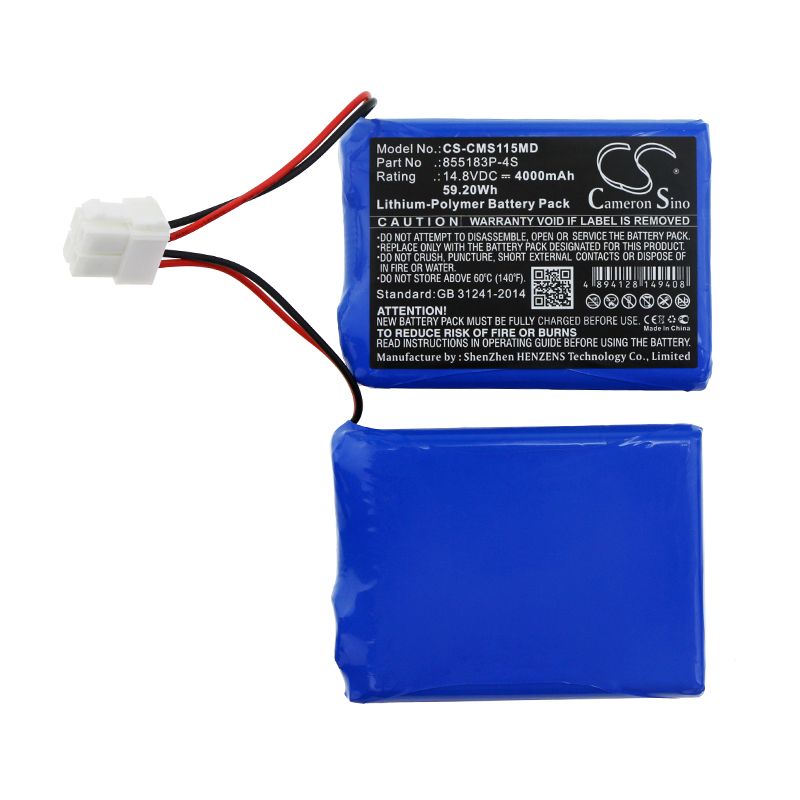Li-Polymer Battery fits Contec, Ecg-1200, Ecg-1200g 14.8V, 4000mAh Medical Cameron Sino Technology Limited