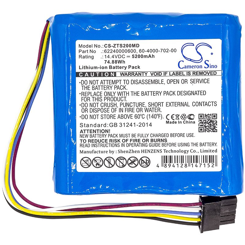 Li-ion Battery fits Zimmer, 4000ts, Ats 2000 14.4V, 5200mAh Medical Cameron Sino Technology Limited