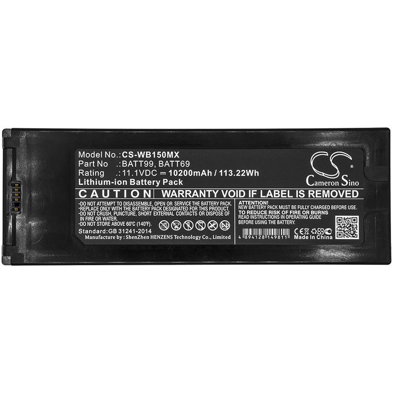 Li-ion Battery fits Welch-allyn, Connex 6000 Vital Signs Monitor, Connex Spot 11.1V, 10200mAh Medical Cameron Sino Technology Limited