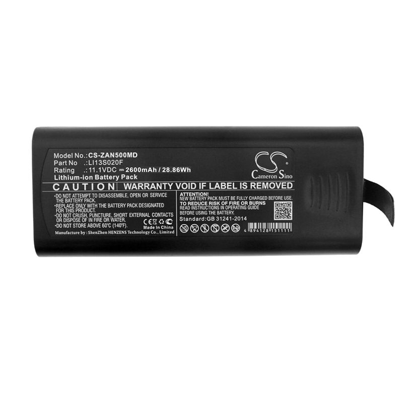 Li-ion Battery fits Zondan, Apollo N5, Zd120d 11.1V, 2600mAh Medical Cameron Sino Technology Limited