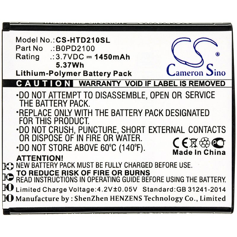 Li-Polymer Battery fits Htc, D210h, Desire 210 3.7V, 1450mAh Mobile & SmartPhone Cameron Sino Technology Limited