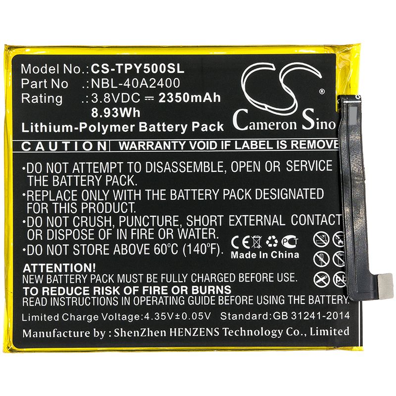 Li-Polymer Battery fits Tp-link, Neffos Y5s Dual Sim, Neffos Y5s Dual Sim Lte Am 3.8V, 2350mAh Mobile & SmartPhone Cameron Sino Technology Limited