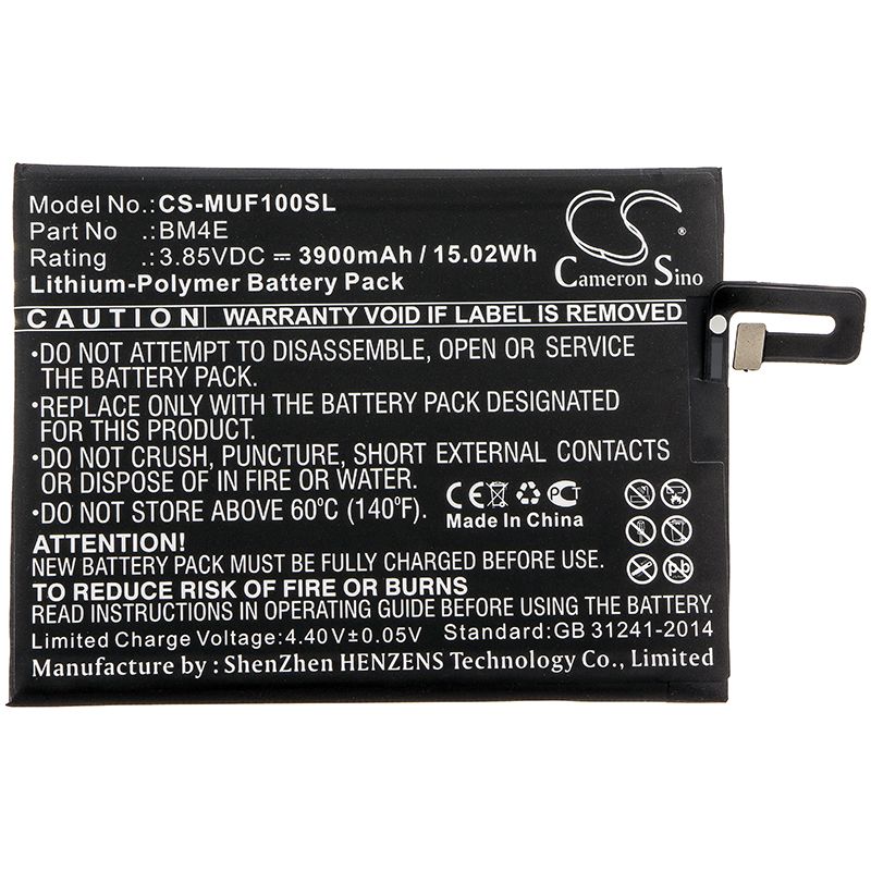 Li-Polymer Battery fits Pocophone, M1805e10a, Poco F1 3.85V, 3900mAh Mobile & SmartPhone Cameron Sino Technology Limited