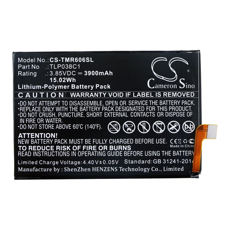 Li-Polymer Battery fits Alcatel, 7, 7 Lte 3.85V, 3900mAh Mobile & SmartPhone Cameron Sino Technology Limited
