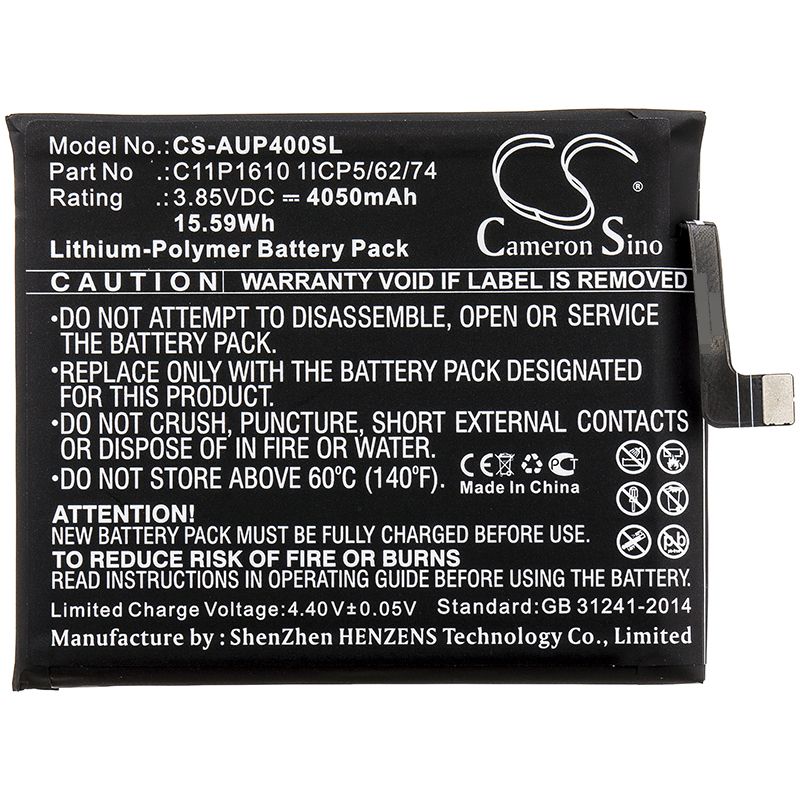 Li-Polymer Battery fits Asus, Zb500tl, Zenfone Pegasus 4a 3.85V, 4050mAh Mobile & SmartPhone Cameron Sino Technology Limited