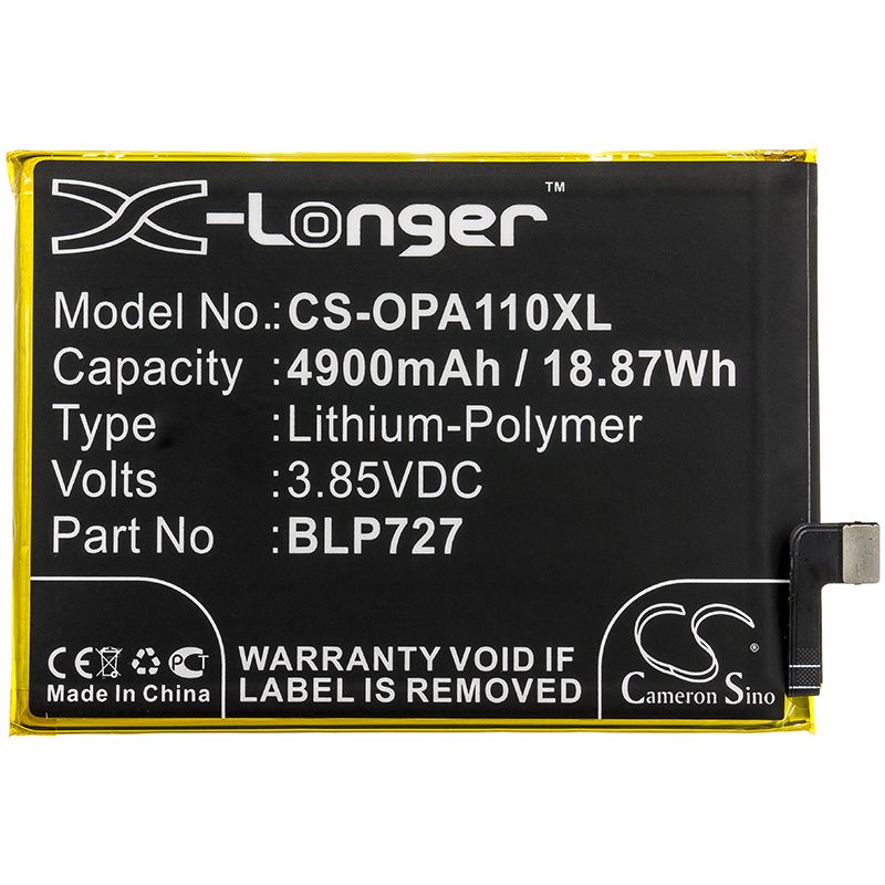 Li-Polymer Battery fits Oppo, A11x, Pchm00 3.85V, 4900mAh Mobile & SmartPhone Cameron Sino Technology Limited