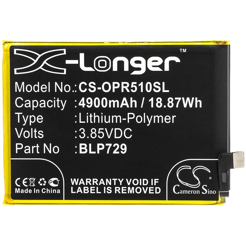 Li-Polymer Battery fits Oppo, Realme 5i 3.85V, 4900mAh Mobile & SmartPhone Cameron Sino Technology Limited