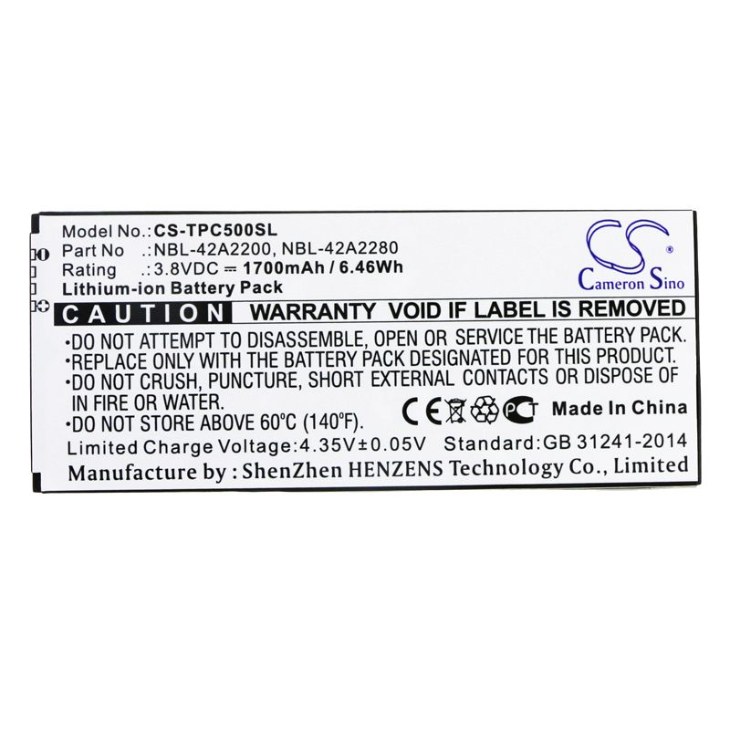 Li-ion Battery fits Neffos, C5, C5 Lte Dual Sim 3.8V, 1700mAh Mobile & SmartPhone Cameron Sino Technology Limited