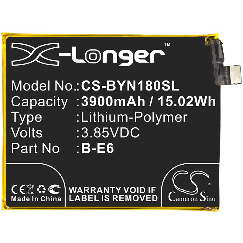 Li-Polymer Battery fits Bbk, Nex A, Nex Global Dual Sim 3.85V, 3900mAh Mobile & SmartPhone Cameron Sino Technology Limited