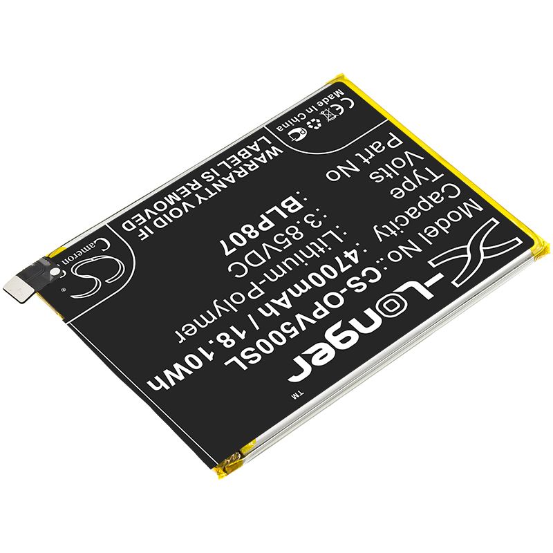 Li-Polymer Battery fits Oppo, Realme V5 3.85V, 4700mAh Mobile & SmartPhone Cameron Sino Technology Limited