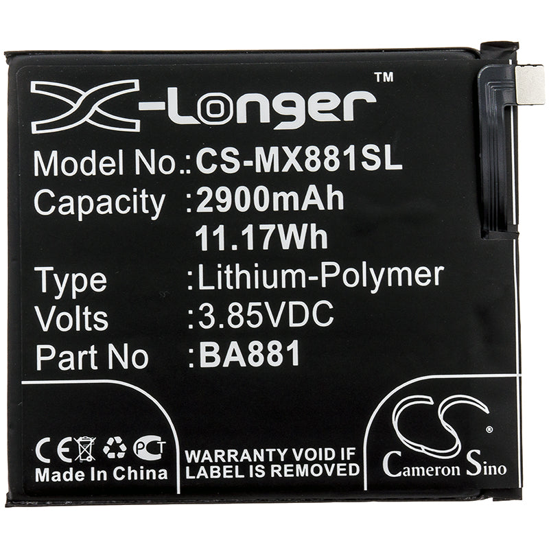 Li-Polymer Battery fits Meizu, 15, 15 Dual Sim 3.85V, 2900mAh Mobile & SmartPhone Cameron Sino Technology Limited