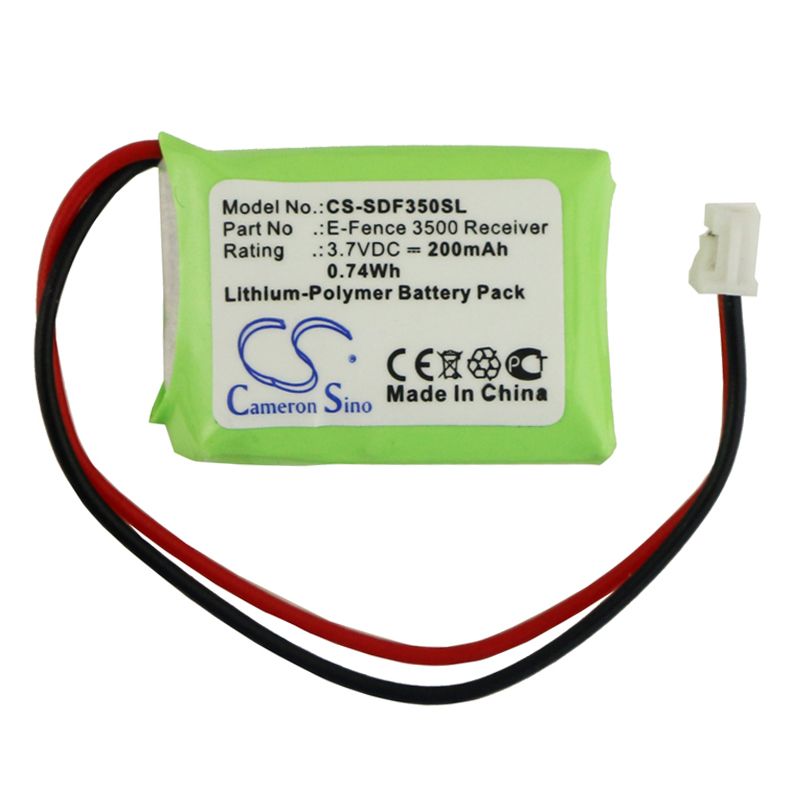Li-Polymer Battery fits Dogtra, E-fence 3500 Receiver, Ys-300 Bark Collar, 3.7V, 200mAh Dog Collar Cameron Sino Technology Limited