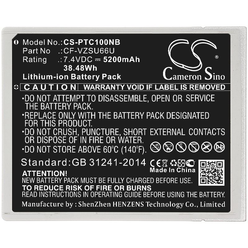 Li-ion Battery fits Panasonic, Cf-c1ad06gde, Cf-c1at01gge 7.4V, 5200mAh Computer Cameron Sino Technology Limited