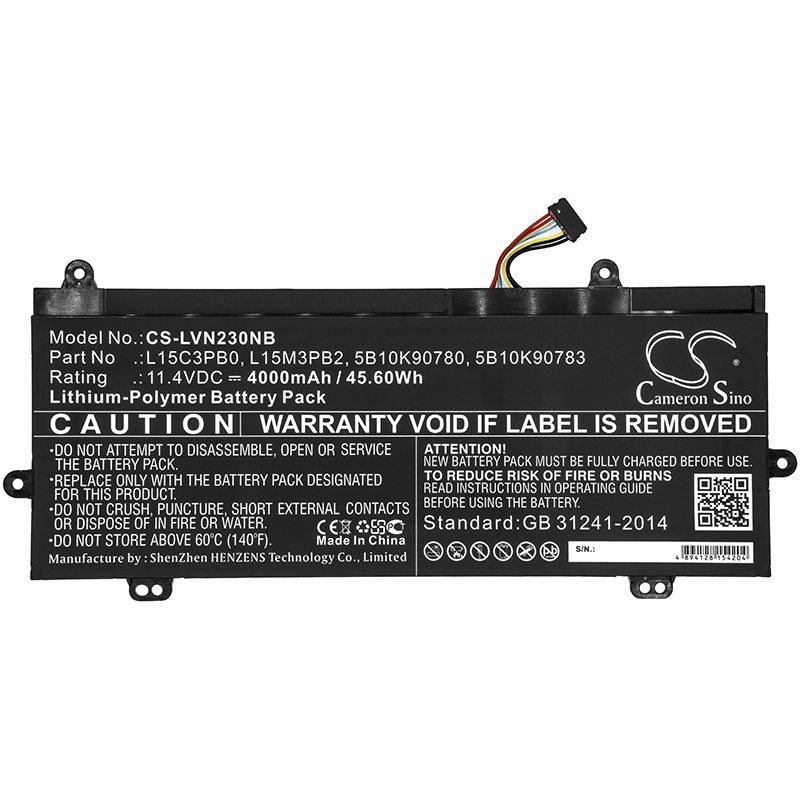 Li-Polymer Battery fits Lenovo, Winbook N22, Winbook N23 11.4V, 4000mAh Notebook & Laptop Cameron Sino Technology Limited