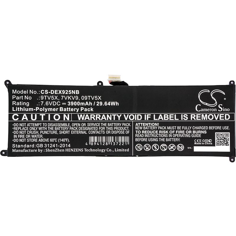 Li-Polymer Battery fits Dell, Latitude 12 7275, Latitude 12 E7275 7.6V, 3900mAh Notebook & Laptop Cameron Sino Technology Limited
