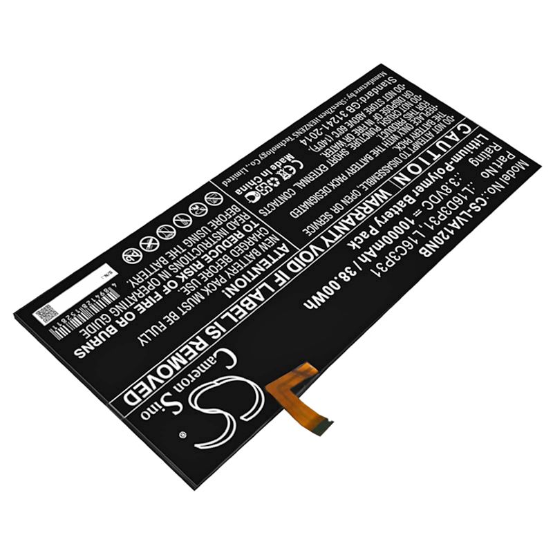 Li-Polymer Battery fits Lenovo, Yb-q501f Za1y0061us, Yoga A12 3.8V, 10000mAh Notebook & Laptop Cameron Sino Technology Limited