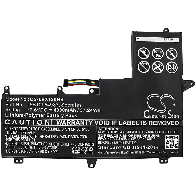Li-Polymer Battery fits Lenovo, Air 12, Xiaoxin Air 12 7.6V, 4900mAh Notebook & Laptop Cameron Sino Technology Limited