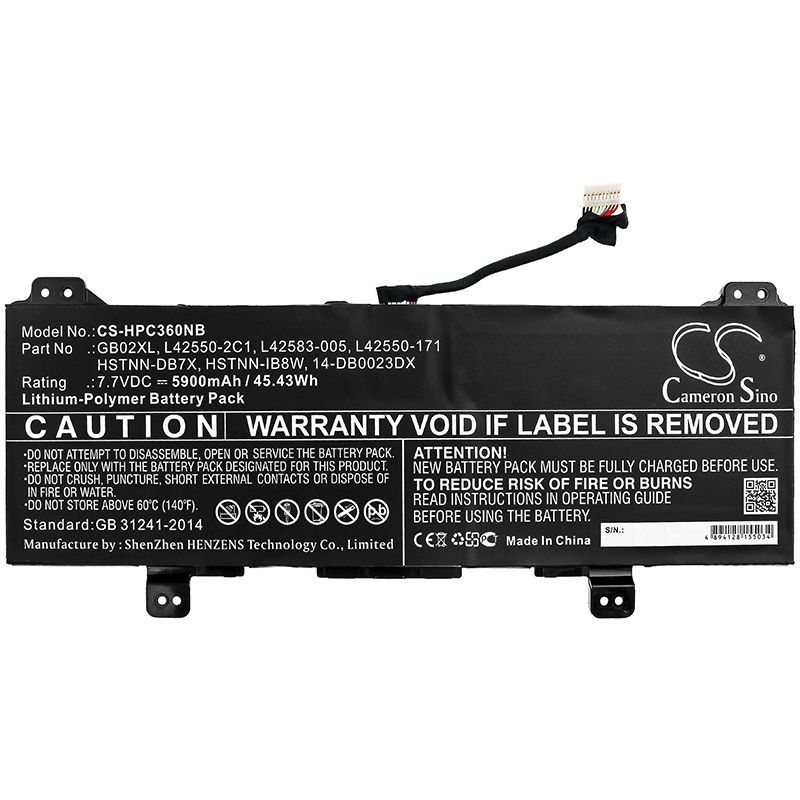 Li-Polymer Battery fits Hp, Chromebook X360 11 7.7V, 5900mAh Notebook & Laptop Cameron Sino Technology Limited