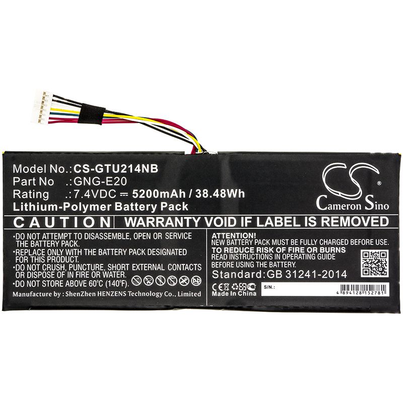 Li-Polymer Battery fits Getac, Ga-u2142-2117u, U2142 7.4V, 5200mAh Notebook & Laptop Cameron Sino Technology Limited