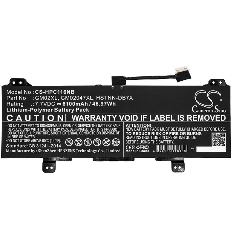 Li-Polymer Battery fits Hp, Chromebook 11 G6, Chromebook 11 G6 Ee 7.7V, 6100mAh Notebook & Laptop Cameron Sino Technology Limited