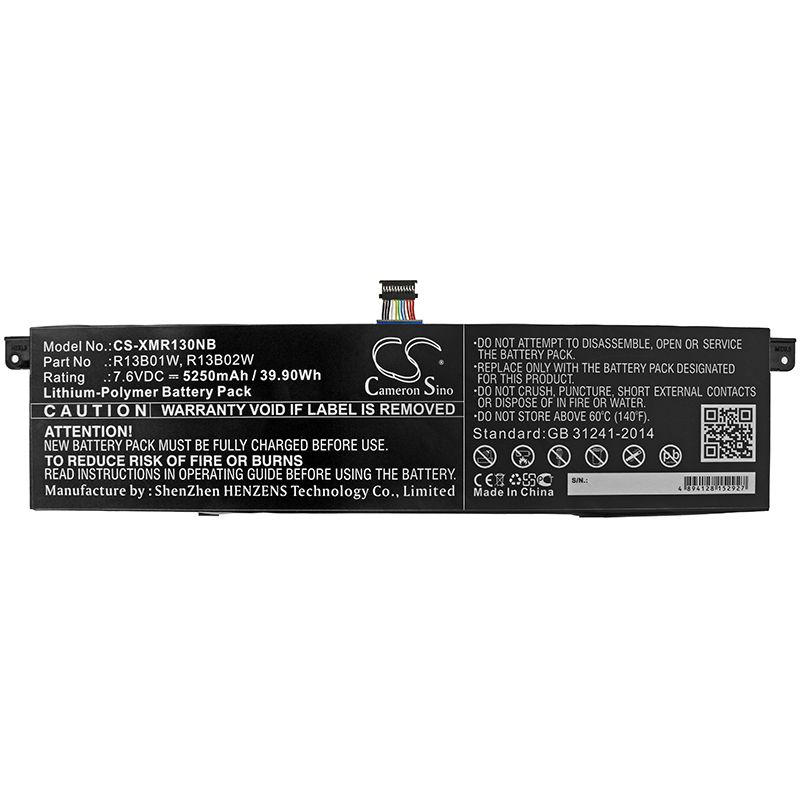Li-Polymer Battery fits Xiaomi, Inchmi Aair 13.3, Mi Notebook Air 13.3 2018 7.6V, 5250mAh Notebook & Laptop Cameron Sino Technology Limited