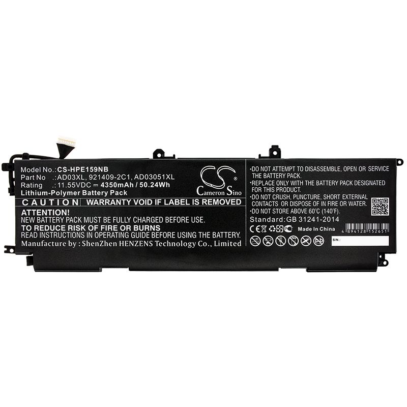Li-Polymer Battery fits Hp, Envy 13-ad000, Envy 13-ad001no 11.55V, 4350mAh Notebook & Laptop Cameron Sino Technology Limited