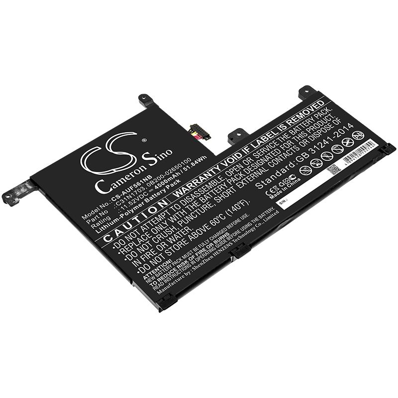 Li-Polymer Battery fits Asus, Q505ua, Q505ua-bi5t7 11.52V, 4500mAh Notebook & Laptop Cameron Sino Technology Limited
